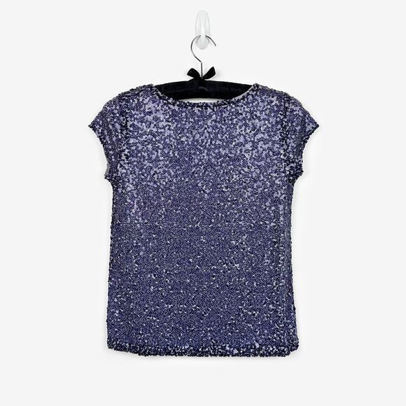 Calypso St Barth Sequin Bruni Tee Small Purple Short Sleeve Top Glam Party - Picture 2 of 2